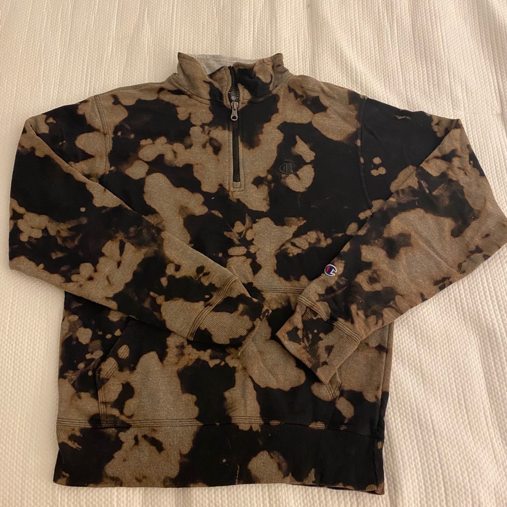 Champion bleach tie dye quarter zip